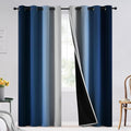 SimpleHome 100% Blackout Ombre Bedroom Curtains Blue and Greyish White by SimpleHome