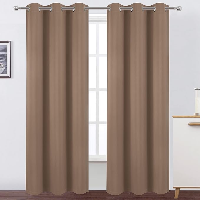 100% Blackout Curtains 40 x 84 Inch/Cappuccino Curtains 2 Panels - Image 2