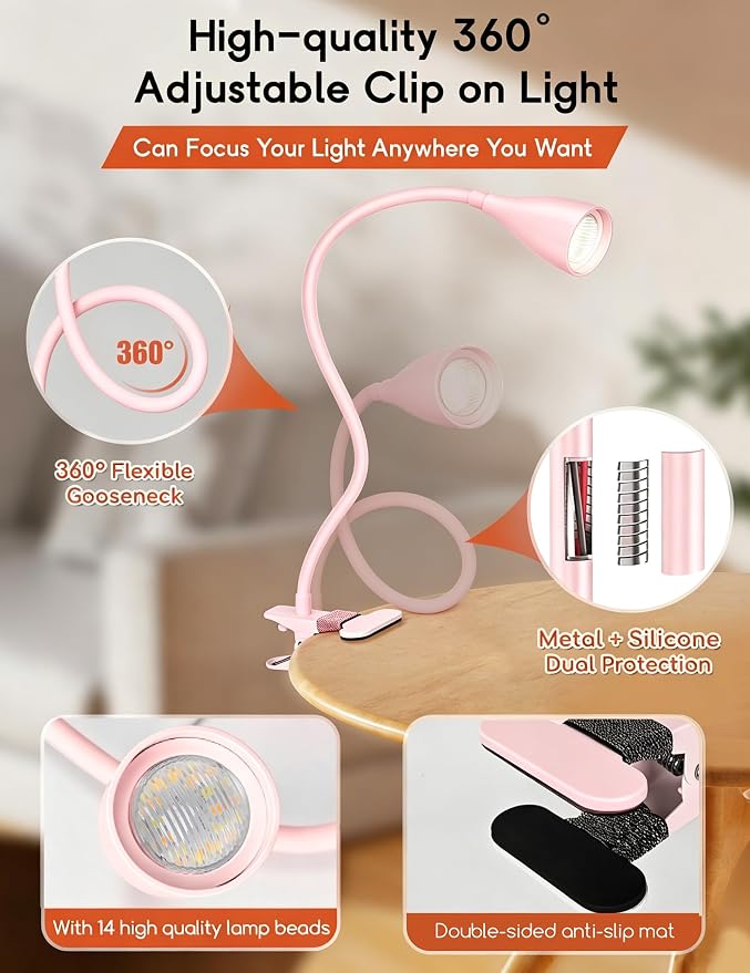Reading Light for Book in Bed, Clip on Light Reading Lamp - Image 8
