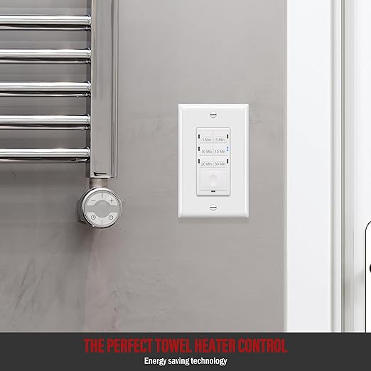 Enerlites Bathroom Timer Countdown Switch, HET06A-R | in-Wall Electrical Timer for Fans, Electrical Outlets, Indoor and Outdoor Lights,with On/Off Switch | White (Pack of 40)