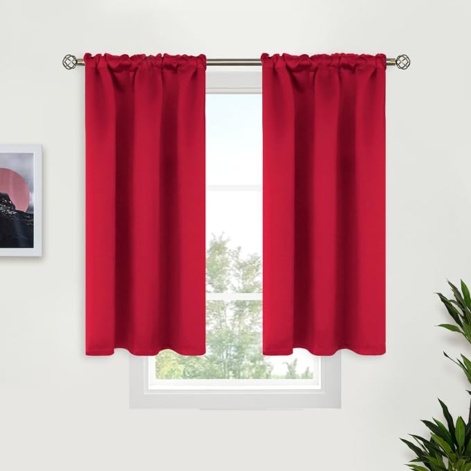 BGment Red Blackout Kitchen Curtains 45 Inches Length by BGment