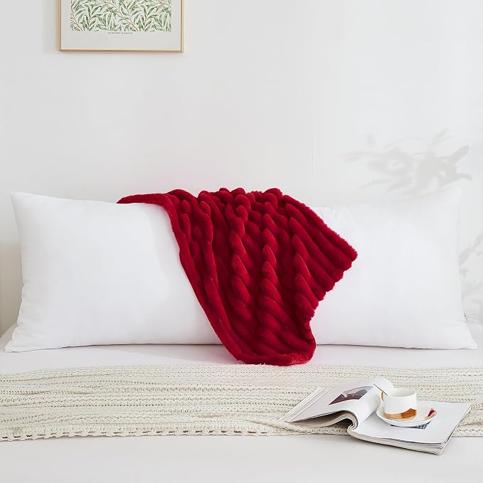 Full Body Pillow with Fluffy Stripe Faux Fur Removable Cover, 7D Fiber Fill - Image 2