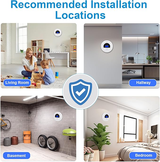 Combination Smoke and CO Detector with Battery Operated, Test Button, LCD Display