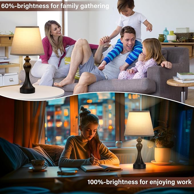 Touch Lamps for Nightstand, 3 Way Dimmable Bedside Lamps - Image 5