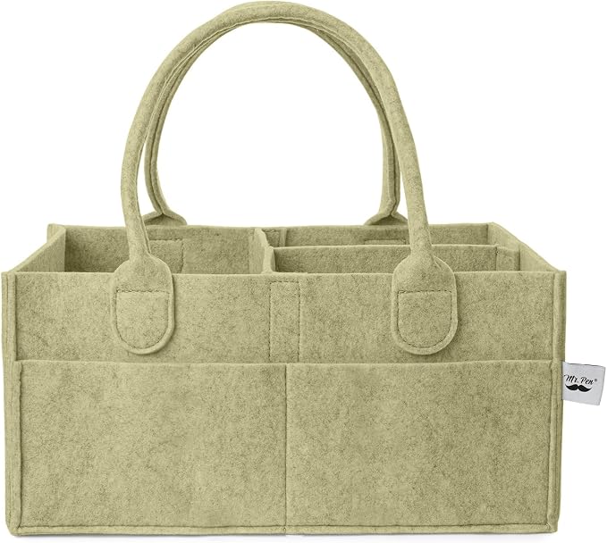 Mr. Pen- Baby Diaper Caddy Organizer, Olive Calm | Nursery Storage Bin and Car by MrPen