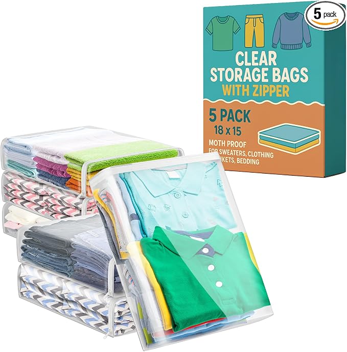 Sweater Bags Moth Proof, Clothing Storage Bags, 5 Pack | Houseables Bag by Houseables