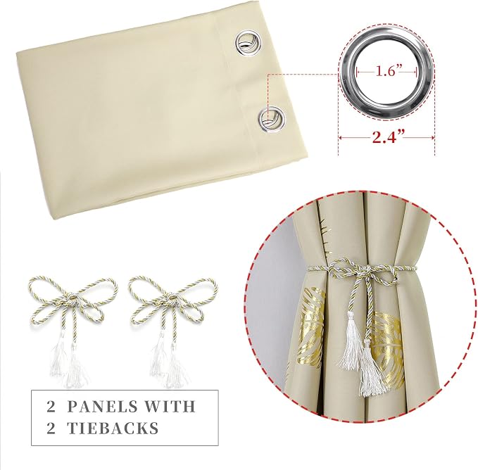 Beige Curtains 102 Inches Long, Room Darkening Curtains - Image 4