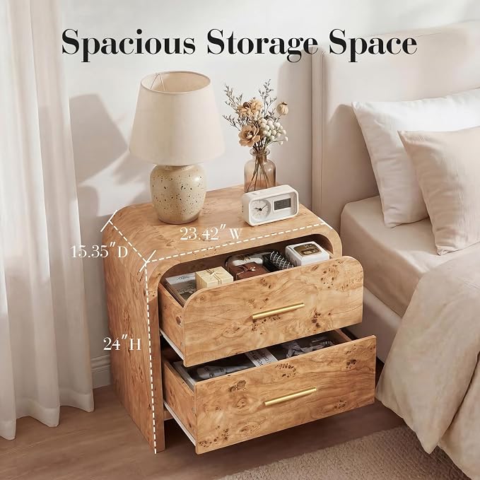 Night Stand Set of 2 2-Drawer Nightstand 24" H Metal Handle Modern Sturdy - Image 2