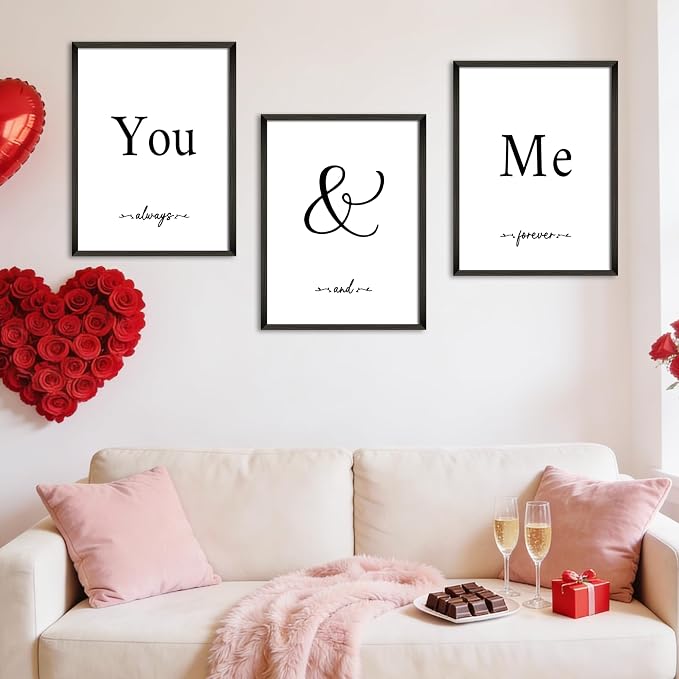 Houmury Set of 3 Framed Wall Decor Farmhouse Wall Art You & Me Always and - Image 4