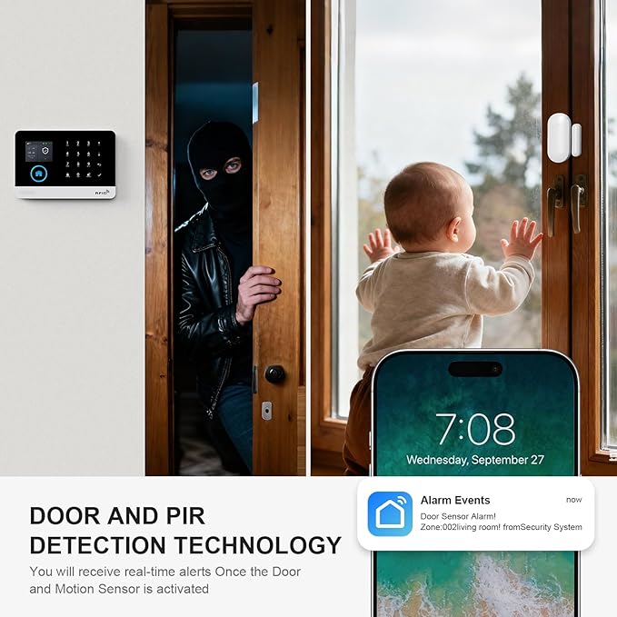 PGST WiFi Alarm System for Home Security,24 PCS Wireless Home Security System with DIY Expandable Door Alarm Sensor,Motion Detector,SOS Button,APP Instant Alerts for Villa,Apartment,No Monthly Fee