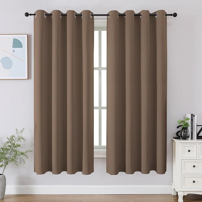 CUCRAF Khaki Blackout Curtains 54 inch Length 2 Panels Set, Room Darkening by CUCRAF