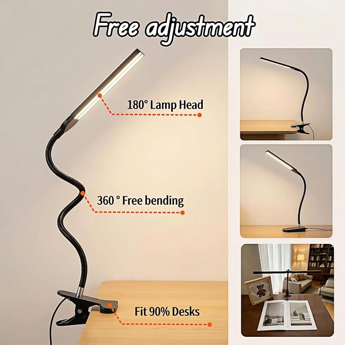 BUBBLE-FLY LED Clip on Reading Light, USB Desk Lamp - Image 3
