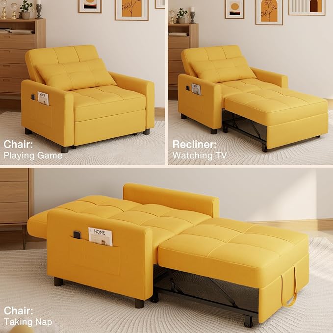 Aiho 3-in-1 Convertible Sleeper Sofa Chair Bed - Image 4