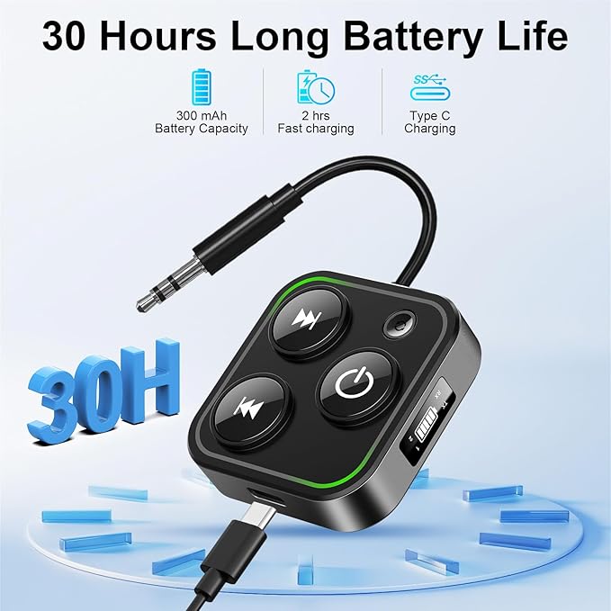 2026 Pro Bluetooth 5.4 Transmitter Receiver, 2-in-1 Wireless Audio Adapter for Airplane/TV/PC/Gym - Dual Link Headphone, Low Latency, Battery Display, Built-in Mic, 30H Playtime, Aviation Metal Frame