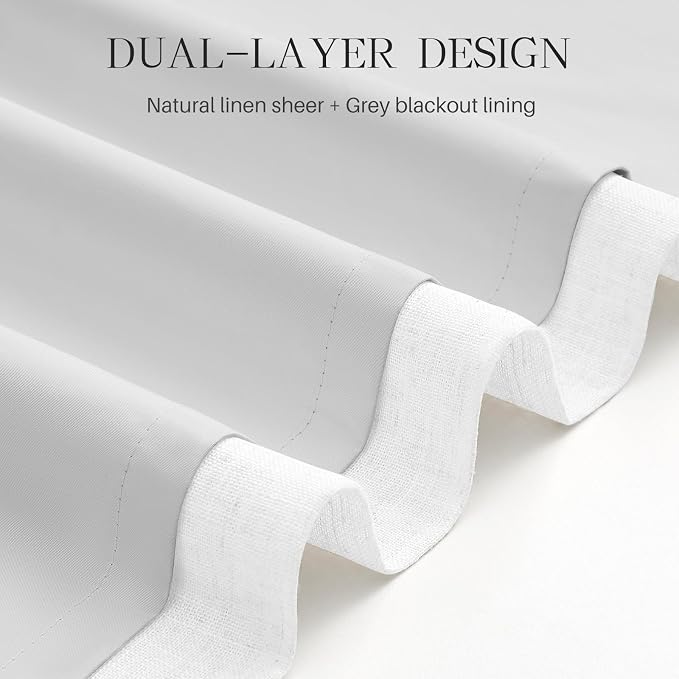 Pinch Pleated Linen White Blackout Curtains 95 Inches Long - Image 6