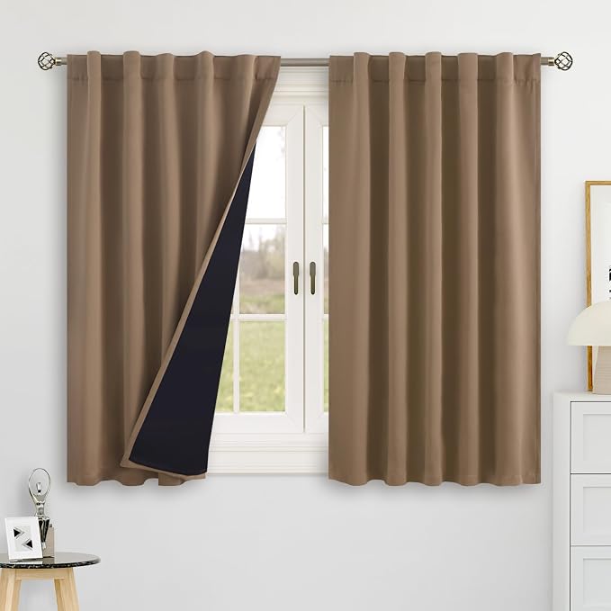 BGment Taupe 100% Blackout 48 Inch Curtains by BGment