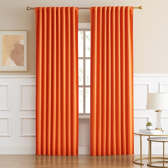 90 Inch Curtains Orange Summer Decor by DUALIFE