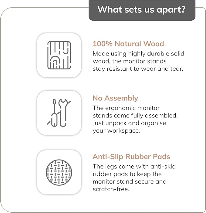 Anji Mountain Wooden Monitor Stand - Elegant Monitor Riser, Perfect Monitor Stand for Desk Organization, Durable Wood Construction monitor stands, Enhances Ergonomics and Workspace Efficiency,Black