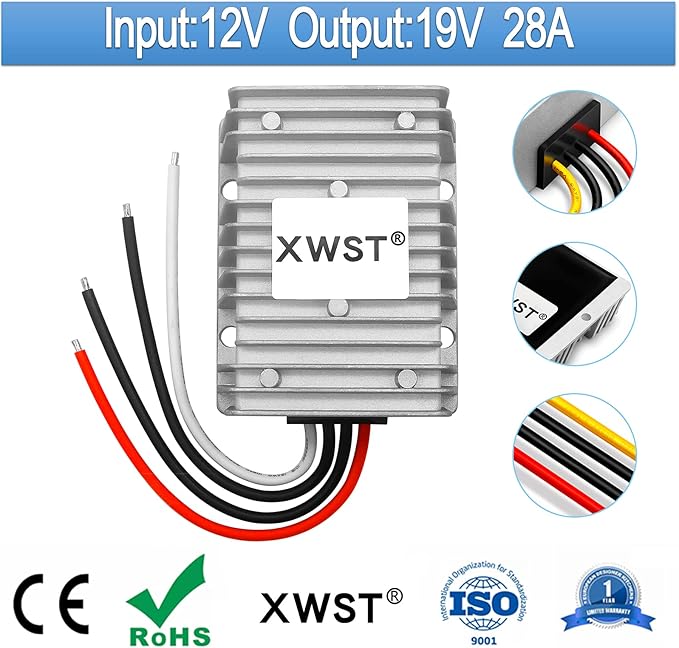 DC DC 12V to 19V 28A Step-up Module,Boost Converter 9V-13V to 19V Voltage Regulator,Waterproof Power Adapt 532W 19V Volt Transformer Module (12V to 19V 28A)
