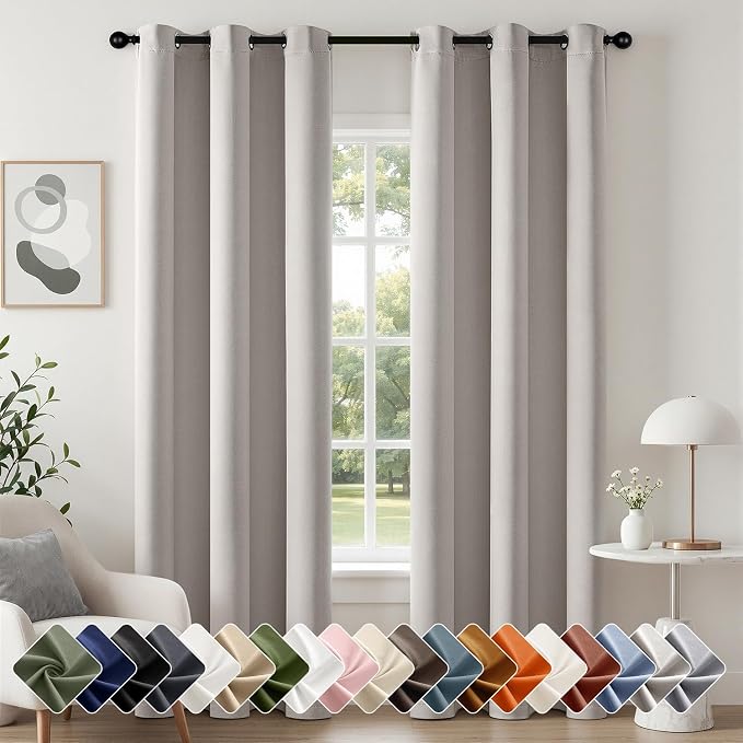 Cobblestone Blackout Curtains for Bedroom Living Room W40 x L84 Inch | 84 Inch by Woaboy