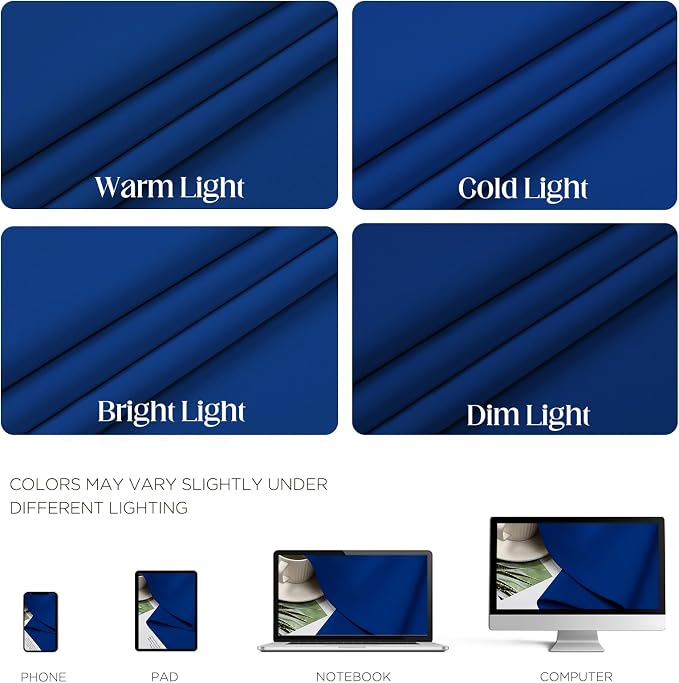 CUCRAF Royal Blue Blackout Curtains 84 inch Length 2 Panels Set, Room Darkening - Image 4