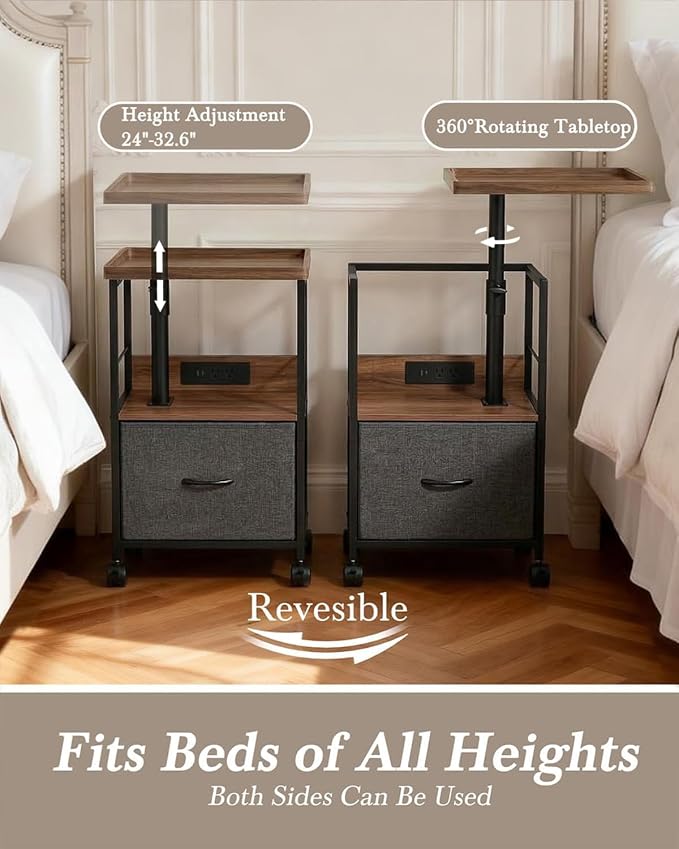 Faesun Swivel Lift Top Nightstand - Image 3
