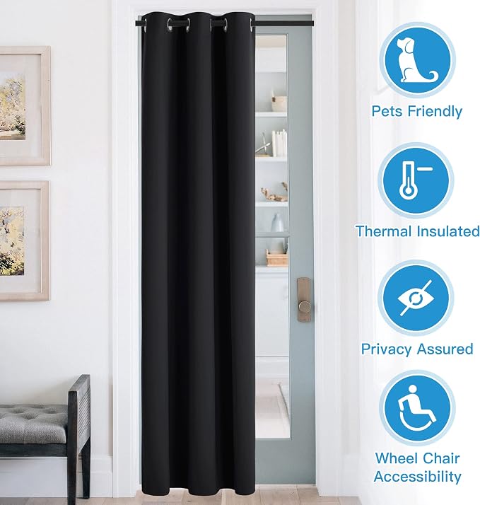 RYB HOME Blackout Curtains Thermal Insulating Privacy Temporary Door Curtains - Image 2