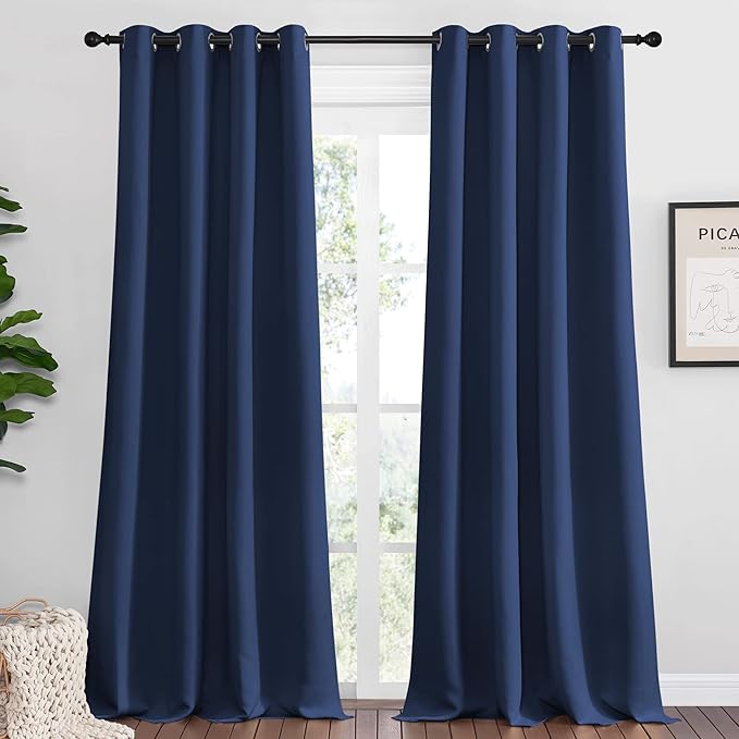 NICETOWN Navy Blackout Curtains 102" Long by NICETOWN