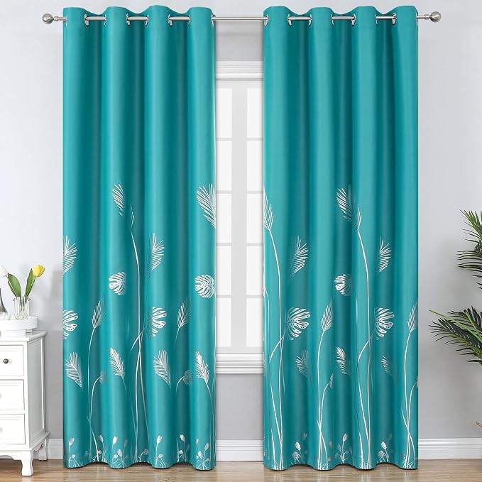 Teal Blackout Curtains for Living Room, Grommet Curtains by ESTELARTEXTILER