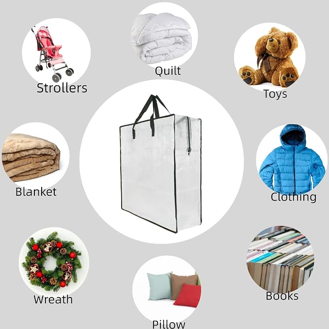 9 Pack Clear Storage Bags with Zipper and Handles, Blanket Bags - Image 7