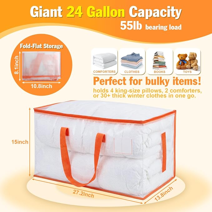 KYODOLED 6-Pack Clear Moving Bags Heavy Duty Extra Large, Storage Totes | - Image 2