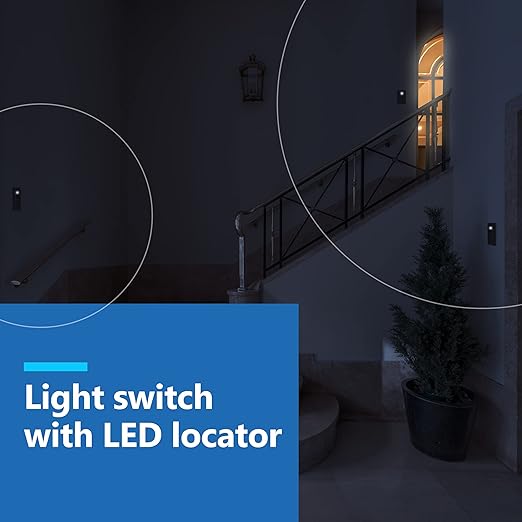 LIDER Minimalist Design Matte Finish Lighted 4-Way Decorator Light Switch, Four Way Frameless Rocker Switch, Residential/Commercial Grade, 15A 120V/277V, UL Listed, LS15-4W-GY, Gray