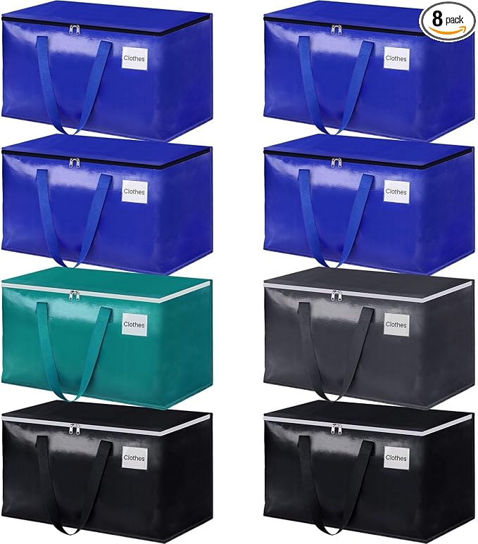 StorageRight Moving Bags, Moving Boxes, 93L 8-Pack Sotrage Bags, 4 Colors | by StorageRight