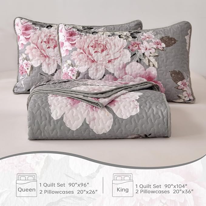 WONGS BEDDING Grey Quilt King Size, Lightweight Farmhouse Coverlet Set - Image 7