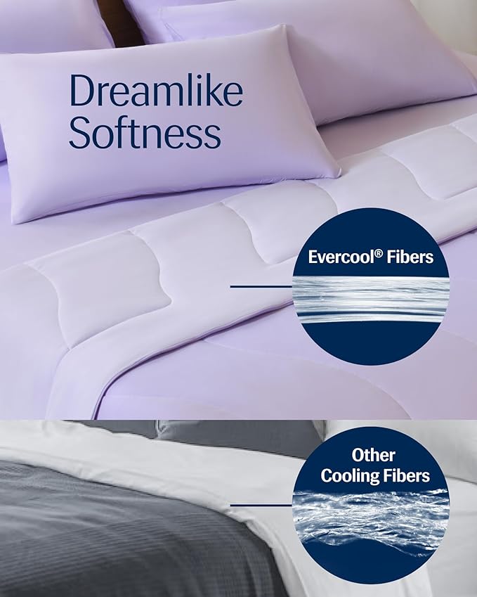 REST® Evercool® Cooling Comforter, King/Cali King, Blanket for Hot Sleepers, All Season Bedding to Keep Cool for Night Sweats, Breathable Lightweight Blanket, 106x90 Inches, Lavender Breeze