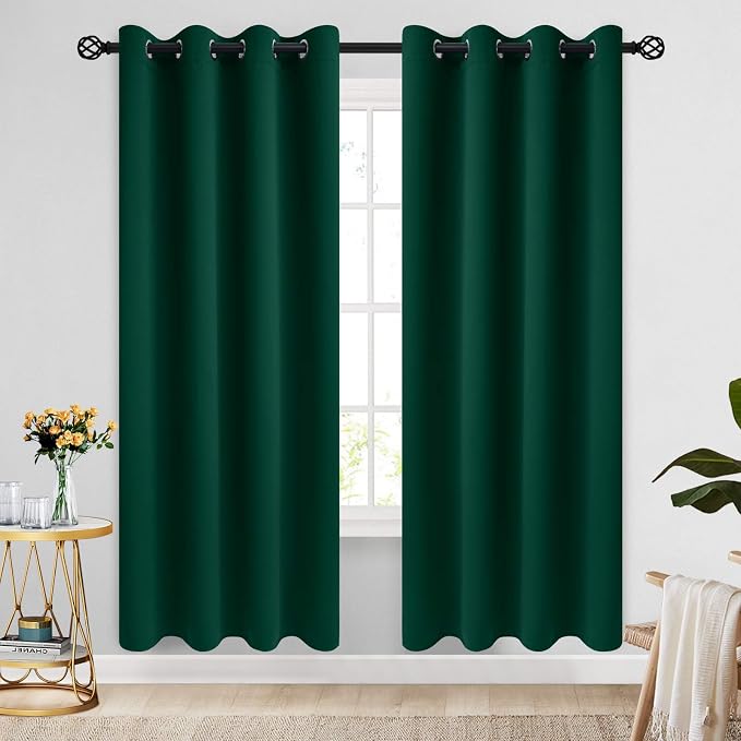 COSVIYA Grommet Room Darkening Dark Green Curtains 90 inch Long by COSVIYA