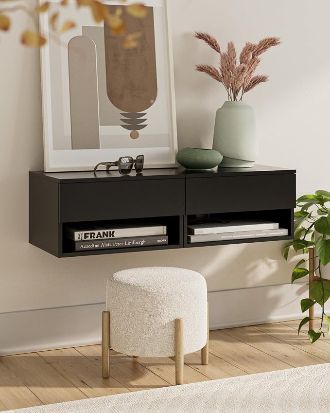 Modern Black Floating Nightstand - Image 8
