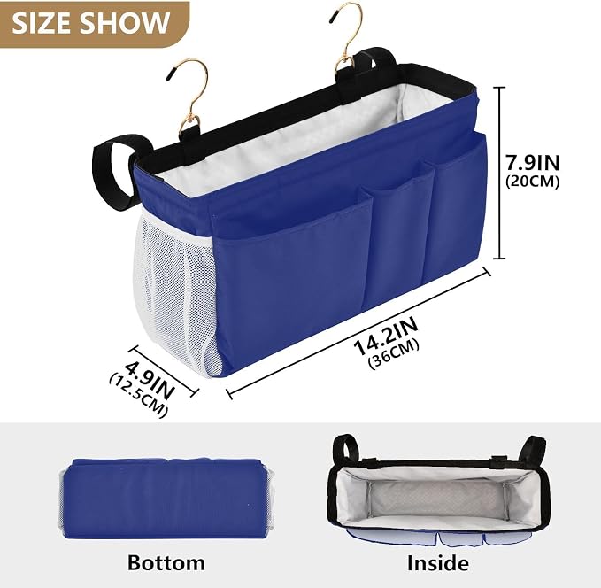 DOMIKING Blue Bedside Caddy for Dorm Bed Recliner Armrest Organizer - Image 4