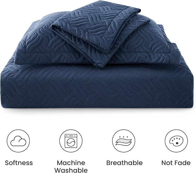 Love's cabin Quilts for Full Bed Navy Blue Bedspreads Bedding Set - Image 6