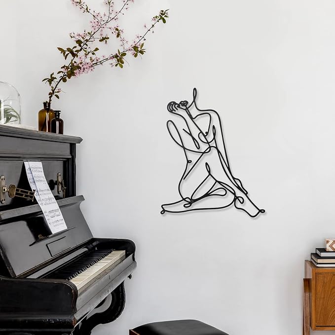 Photect 3 Pcs Metal Wall Art Decor Minimalist Abstract Woman Wall Art Metal - Image 4