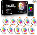 LightingWill 2 Inch LED Recessed Lighting, Smart WiFi LED Downlight, 5W Ceiling Light Compatible with Alexa/Google Assistant, Dimmable RGB & 2700K-6500K, 120V with Driver (10 Pack)