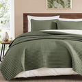 Queen Quilt-Lightweight Bedspreads Olive Green Queen Size Quilt Bedding Set | by WRENSONGE