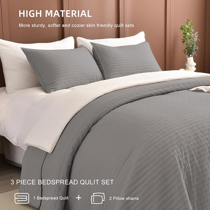 Lady Ann Gray Oversized King Bedspread 128x120 - Image 5