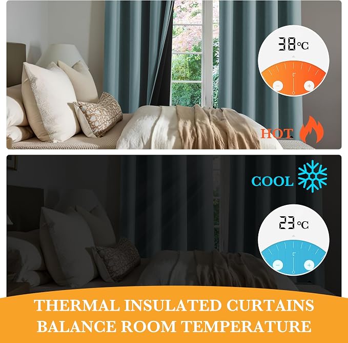 RYB HOME 100% Blackout Curtains 63 inches Length, Thermal Insulated | Total - Image 5