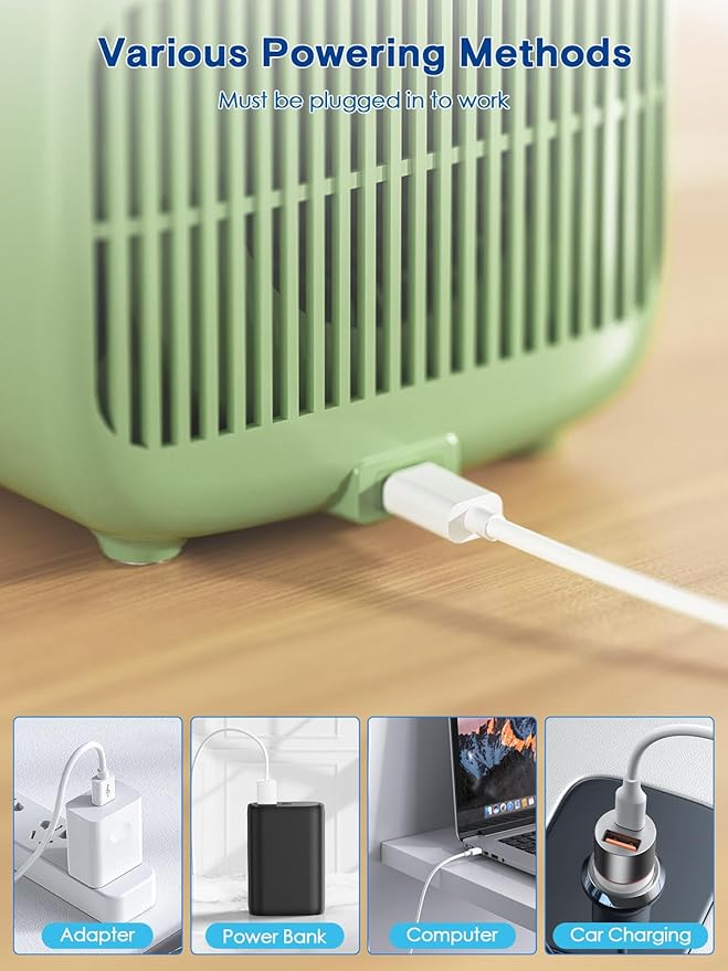 let'me Desk Fan, 11.8 Inch Portable Bladeless Fan Small Personal Cooling Fan with 5 Colors Touch Control LED Light, Quiet USB Table Fan for Home, Office, Bedroom Summer Gift