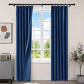 Etherealveil Navy Blue Pinch Pleated Blackout Curtains 2 Panels 40"x95" | Back by Etherealveil