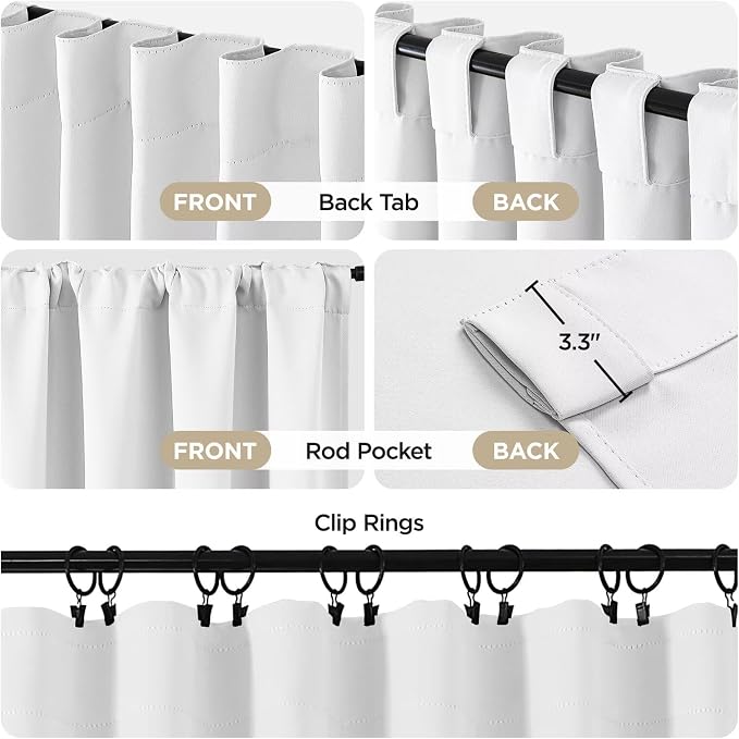 Joydeco 72 Inch 60% Blackout White Curtains 2 Panels, Elegant Semi Sheer - Image 2