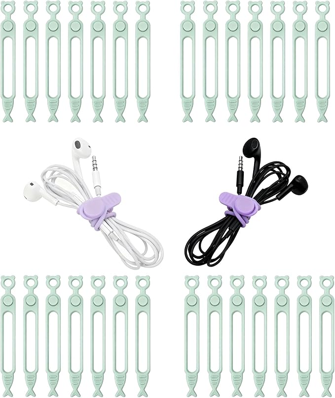 28 Pcs Silicone Cable Ties Reusable, Cable Cord Organizer Straps | 4 Color by Ortarco