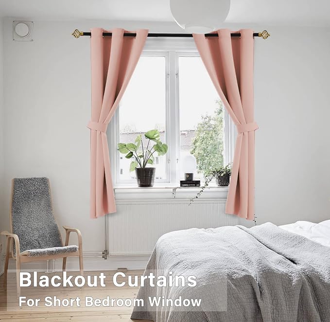 Coral Pink Loft Bed Curtains 45 Inch Length - Image 3