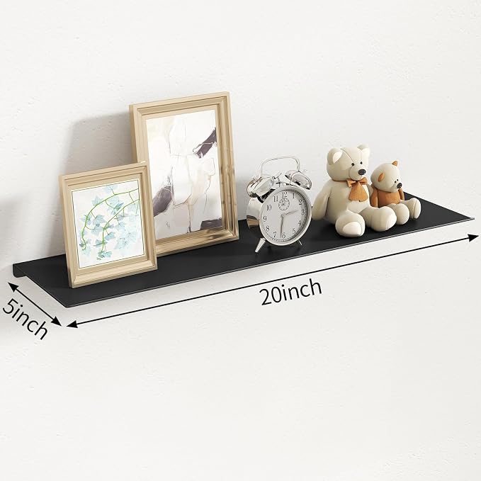 MKO 20" Floating Shelves for Wall, Long Metal Wall Mounted Shelf for Bathroom - Image 3